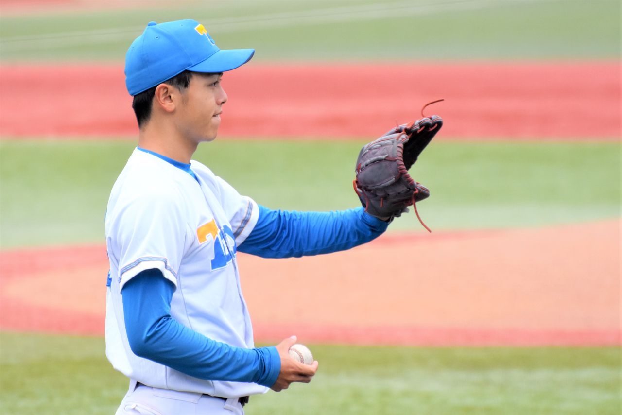 連敗を64で止めた、法政大学戦の勝利にも貢献したエースの井澤駿介さん。農学部3年。好きな選手は則本昂大(楽天)とダルビッシュ有(パドレス) 写真提供:東大野球部部