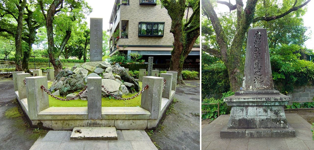 西郷隆盛の生誕の地(左)と自刃したとされる終焉の地©李琴峰