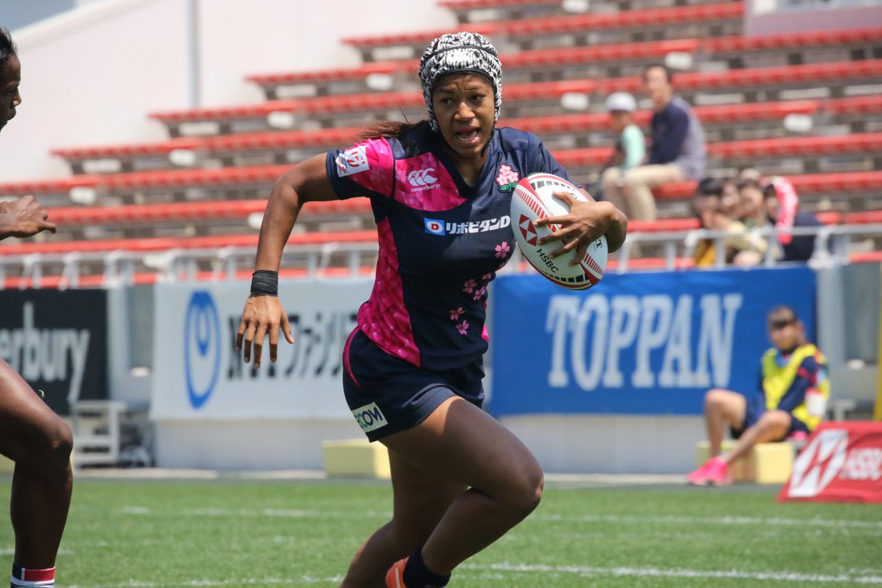 大竹風美子。高校の体育の授業でバスケットボールをしていたとき、ボールを持ったまま走りだしたという、ラグビーの起源「エリス少年」ばりの伝説を持つ 写真:大友信彦