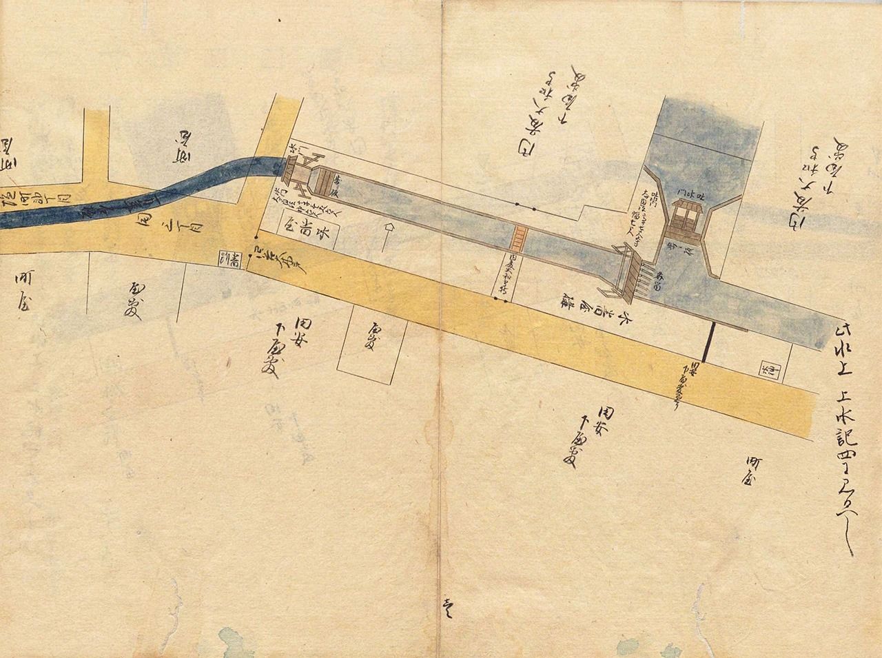 『上水記』には上から見た水番屋の図が描かれている。国立公文書館所蔵
