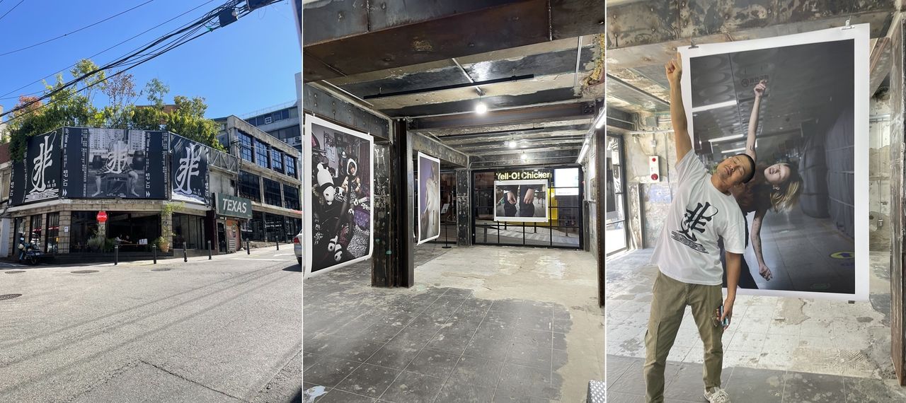 『辛朝鮮』の写真が初めて展示されたソウル・梨泰院のイベント会場。右の写真の女性は作品のモデルになったことがきっかけで、アパレル会社から複数のオファーが舞い込んだ ©禅フォトギャラリー