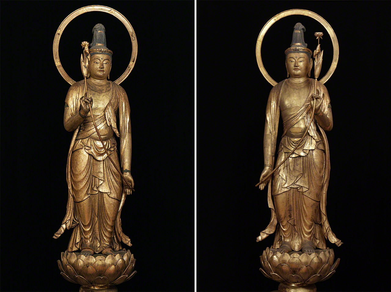 勢至菩薩像(左)と観音菩薩像