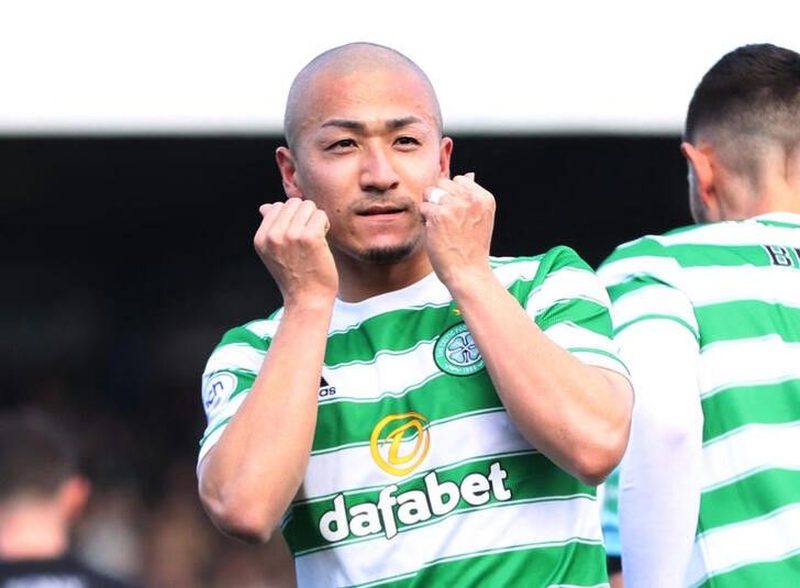 サッカーのスコットランド・プレミアリーグは6日、各地で試合を行い、セルティックの前田大然は敵地で行われたリビングストン戦で先制ゴールを決め、3─1の勝利に貢献した(2022年 ロイター)