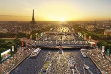 2024年パリ五輪・パラリンピック組織委員会が作成した、セーヌ川で行う五輪開会式のイメージ画像（同委提供・AP＝共同）
