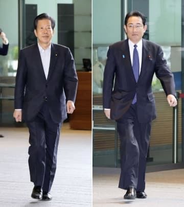 岸田首相（右）、公明党の山口代表