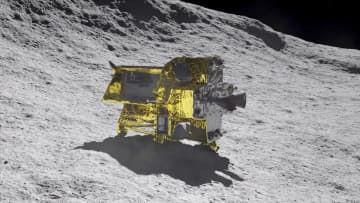 月面探査機「SLIM（スリム）」の月着陸イメージ（JAXA提供）