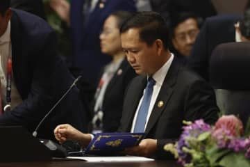 東南アジア諸国連合（ASEAN）首脳会議に出席したカンボジアのフン・マネット首相＝5日、ジャカルタ（AP＝共同）