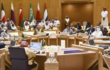 林外相（中央右）が出席した湾岸協力会議（GCC）加盟国との会合＝7日、リヤド（共同）