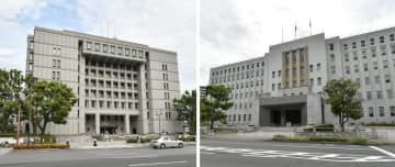 大阪市役所（左）と大阪府庁本館