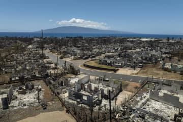 山火事で大きな被害があった米ハワイ州マウイ島ラハイナ＝8月22日（AP＝共同）