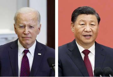 左からバイデン米大統領（ゲッティ＝共同）、中国の習近平国家主席