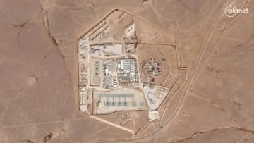 「タワー22」と呼ばれる米軍施設の衛星写真＝2023年10月、ヨルダン（Planet　Labs　PBC提供、ロイター＝共同）