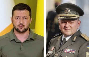 左からウクライナのゼレンスキー大統領、ザルジニー軍総司令官（いずれもロイター＝共同）