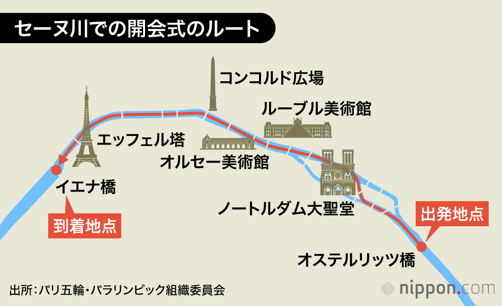 さあパリ五輪！ セーヌ川で水上開会式 | nippon.com