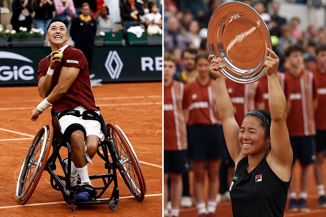 3連覇の小田凱人選手(ロイター) 5年ぶり5度目の優勝の上地結衣選手(ロイター)