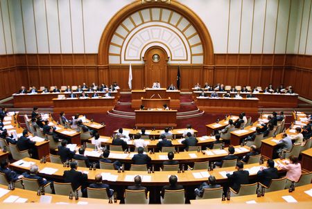 大阪市議会の議場=大阪市北区