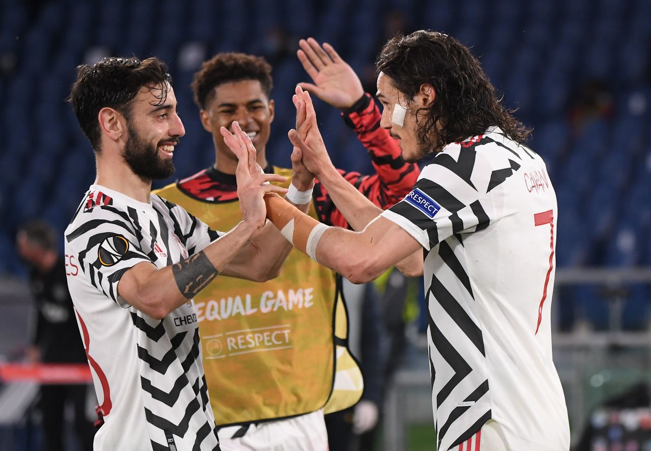 サッカーのEL準決勝第2戦、マンチェスター・ユナイテッド(写真)とビリャレアルが決勝で対戦することが決まった(2021年 ロイター/Alberto Lingria)