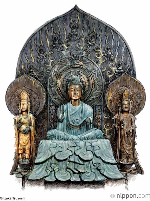 The Shaka triad at Hōryūji.