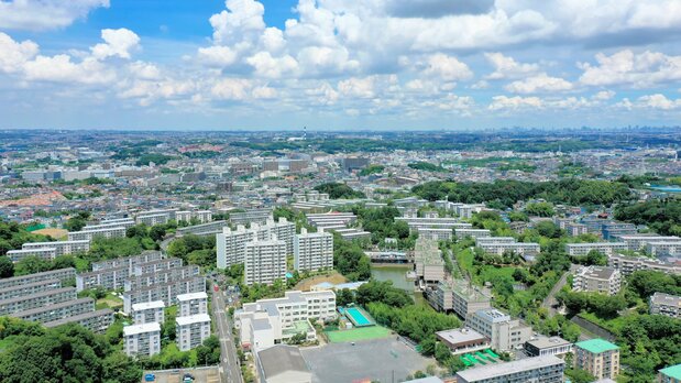 Vista completa del danchi de Takeyama. (Cortesía de la Corporación Pública de la Vivienda de la Prefectura de Kanagawa)