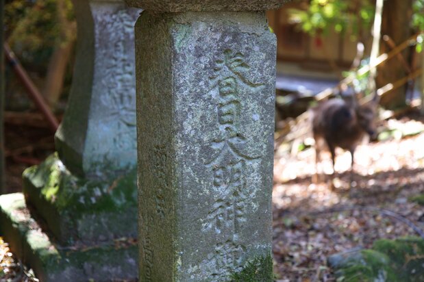 刻着“春日大明神”的石灯笼