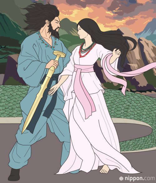 须佐之男和栉名田比卖（插图：佐藤正）