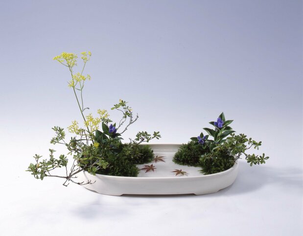 小原流的“盛花”,在水盘中表现自然景观(图片:小原流)