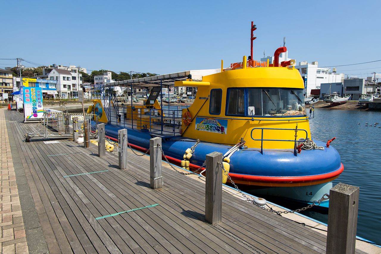 У «Нидзииро саканаго» есть окна ниже линии воды, через которые можно любоваться подводным морским пейзажем