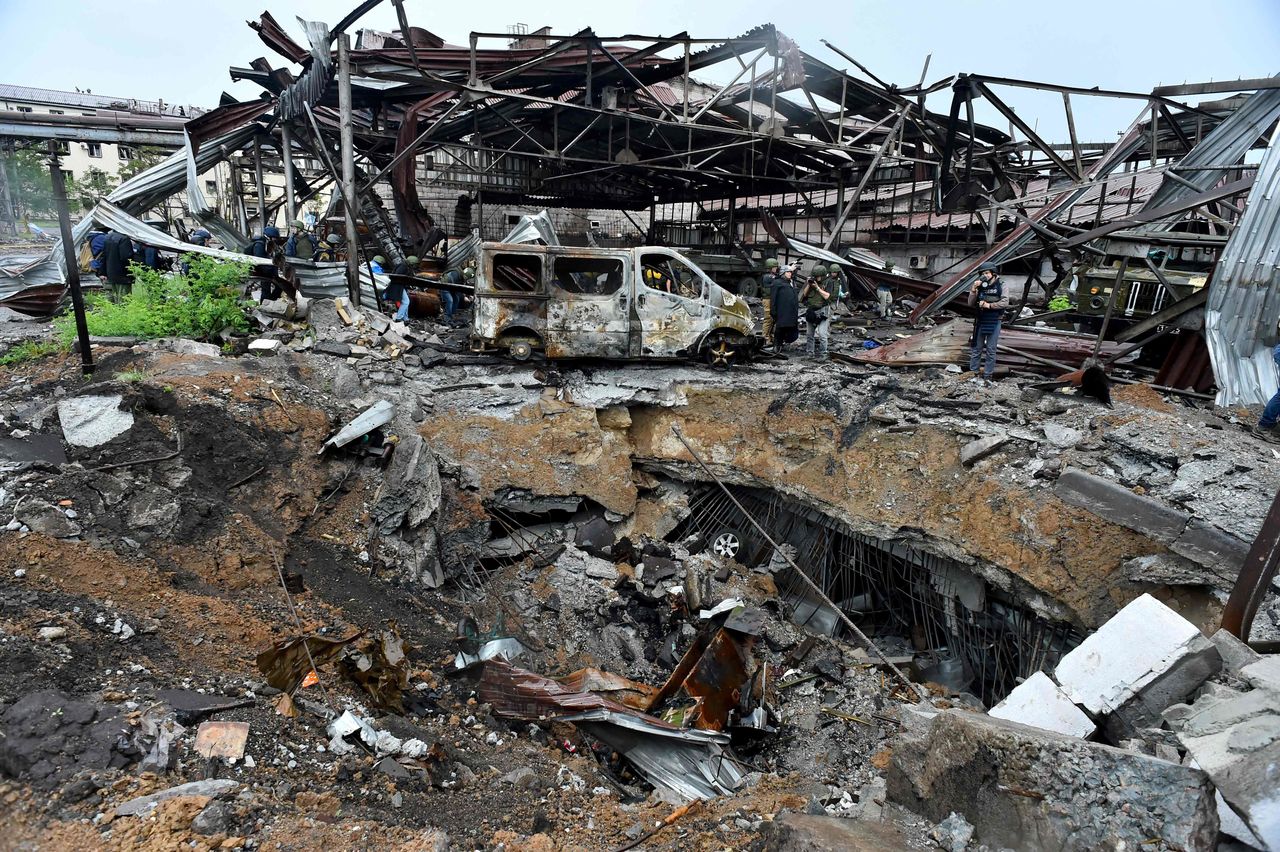 Разрушенный украинский промышленный объект в Мариуполе, на юго-востоке Украины, 18 мая 2022 г. (AFP = Jiji Press)
