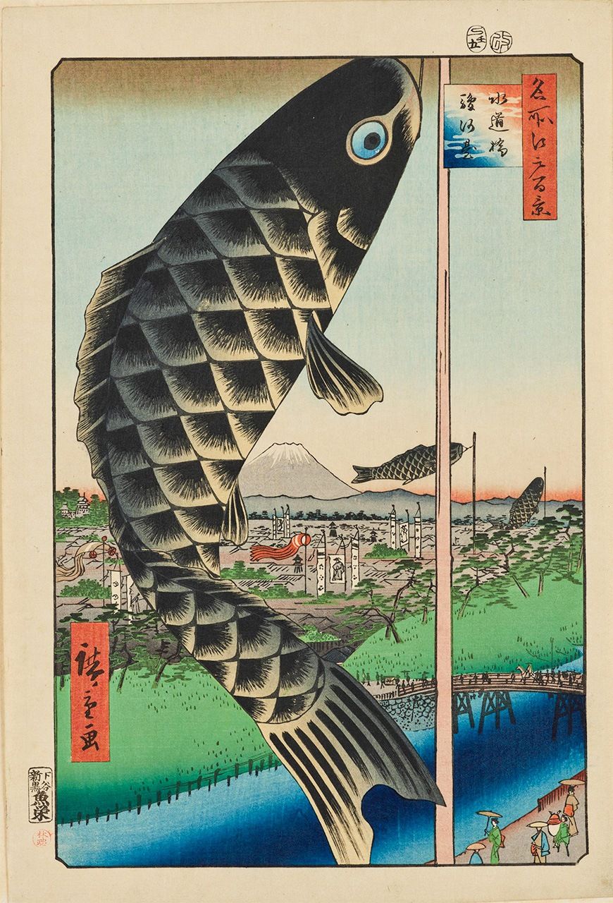 Андо Хиросигэ, «Район Суругадай и мост Суйдобаси» из серии «Сто знаменитых видов Эдо», 1857 г. (источник: colbase)