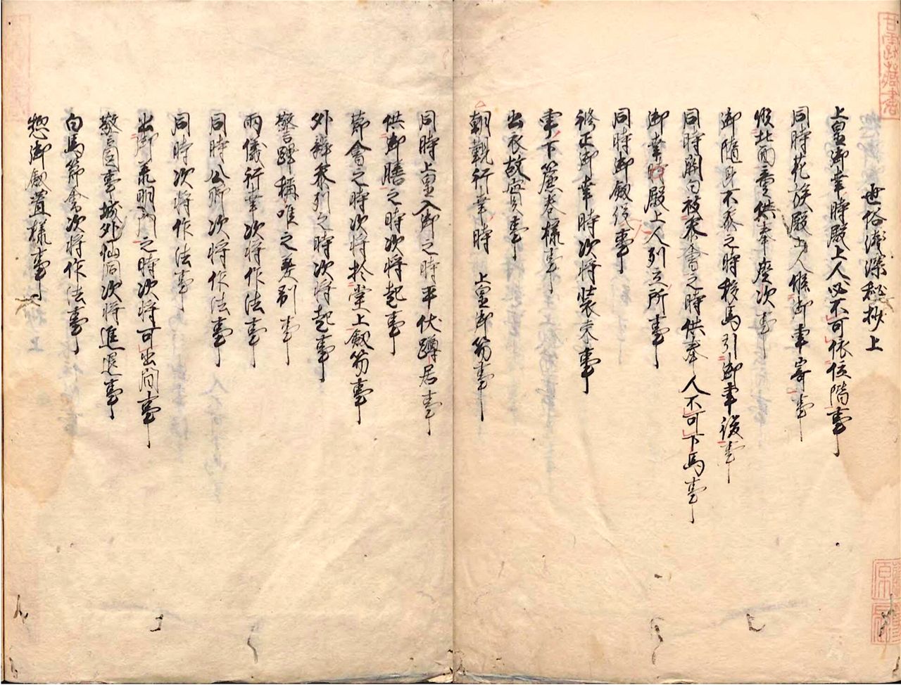 Список «Сэдзоку сэнсин хисё», где перечислены правила юсоку кодзицу, которые следовало выполнять (собрание Национального архива Японии)