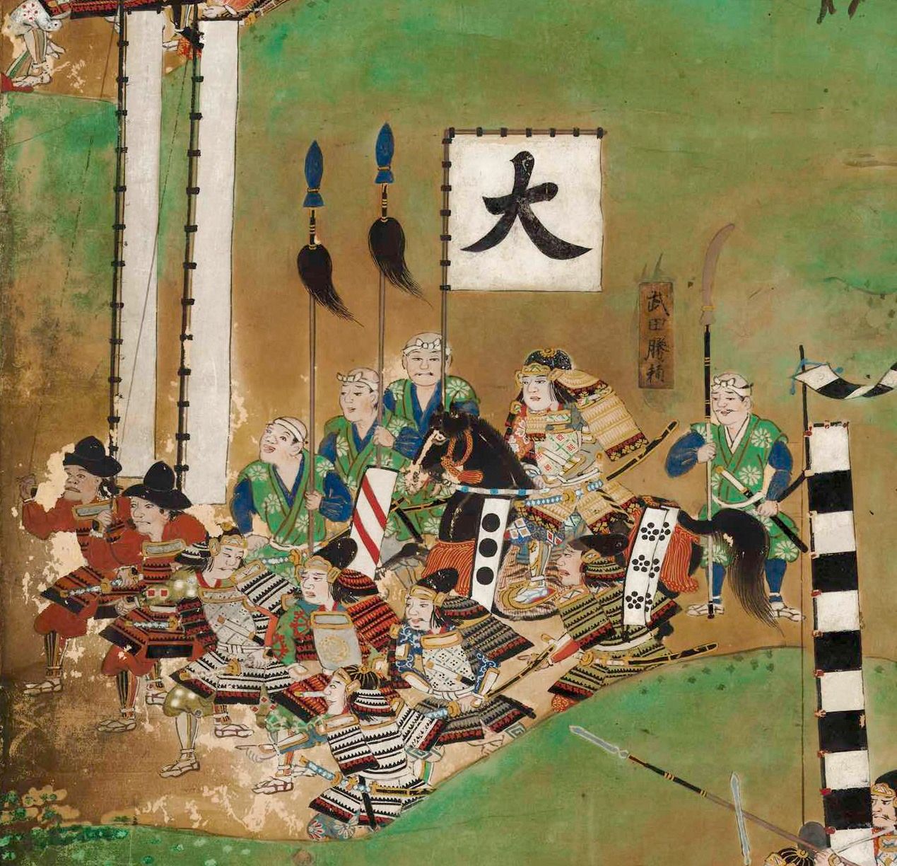 Такэда Кацуёри на ширме «Картины битвы при Нагасино» (коллекция Хакутэй бунко замка Инуяма)