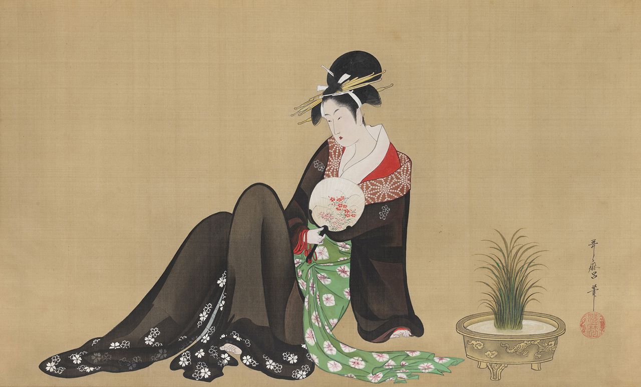 Китагава Утамаро, «Красавица, наслаждающаяся прохладой» (Норё бидзин дзу), ок. 1794-1795 (с разрешения Городского художественного музея Тибы)