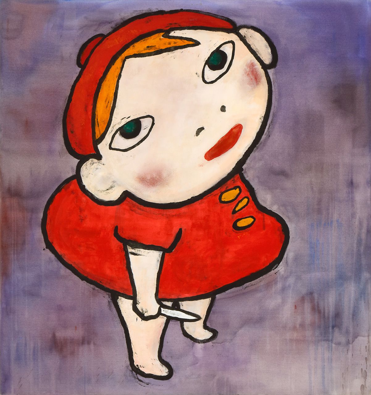 The Girl with the Knife in Her Hand (&copy; Yoshitomo Nara/image courtesy of Yoshitomo Nara Foundation, Музей современного искусства Сан-Франциско, коллекция Вики и Кента Логан, часть обещанного дара Музею современного искусства Сан-Франциско)