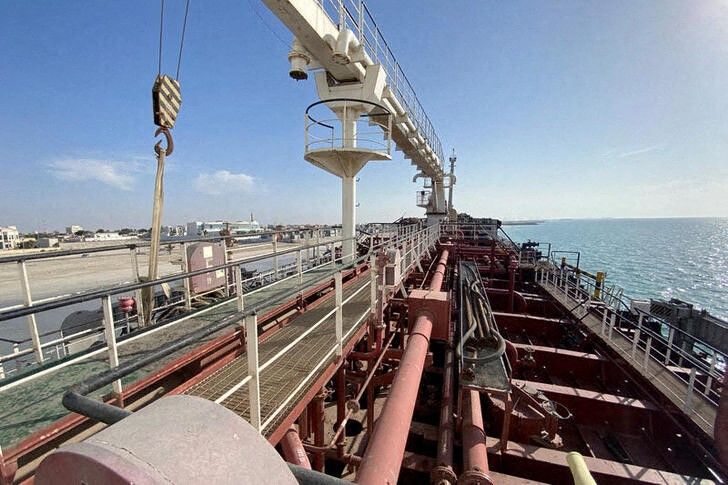 An oil tanker named MT Iba is seen in Umm Al Quwain, United Arab Emirates February 8, 2021. Picture taken February 8, 2021. REUTERS/Abdel Hadi Ramahi