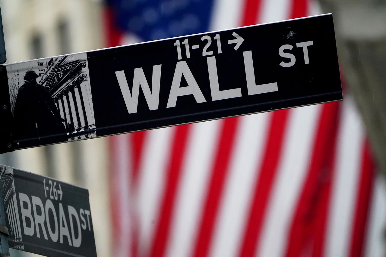 A Wall Street sign outside the New York Stock Exchange in New York City, New York, U.S., October 2, 2020. REUTERS/Carlo Allegri