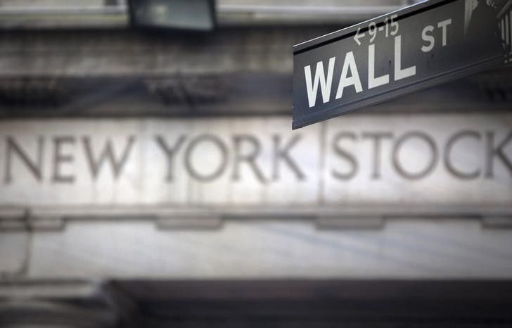 A Wall Street sign is pictured outside the New York Stock Exchange in New York, October 28, 2013.  REUTERS/Carlo Allegri  (UNITED STATES - Tags: BUSINESS)